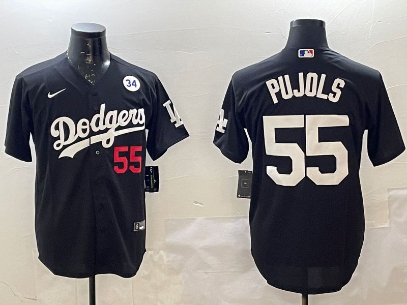 Men Los Angeles Dodgers 55 Pujols Black Game 2025 Nike MLB Jersey style 2263